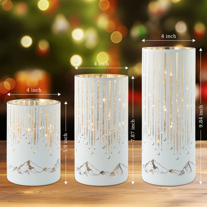 Bondwish Starry Mountains Hurricanes Candle Holders Set of 3（White）